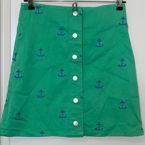 Lilly Pulitzer Green Anchor Snap Stretch Skirt